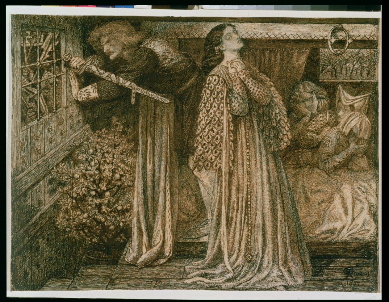 Sir Lancelot kuningattaren kammiossa tekijältä Dante Gabriel Charles Rossetti