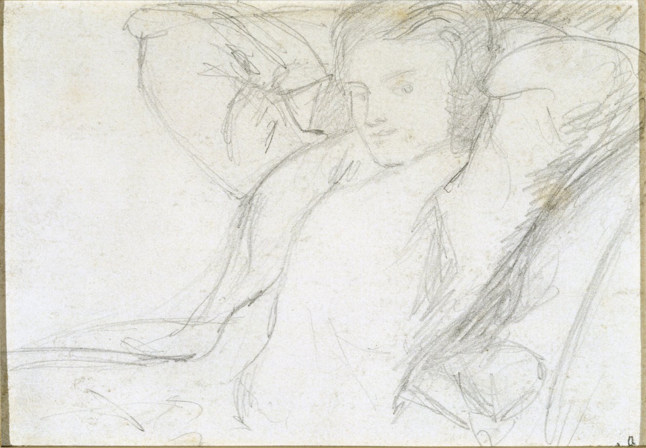 Tutkimus istuvasta naisesta, 1860 (grafiitti paperille) tekijältä Dante Gabriel Charles Rossetti