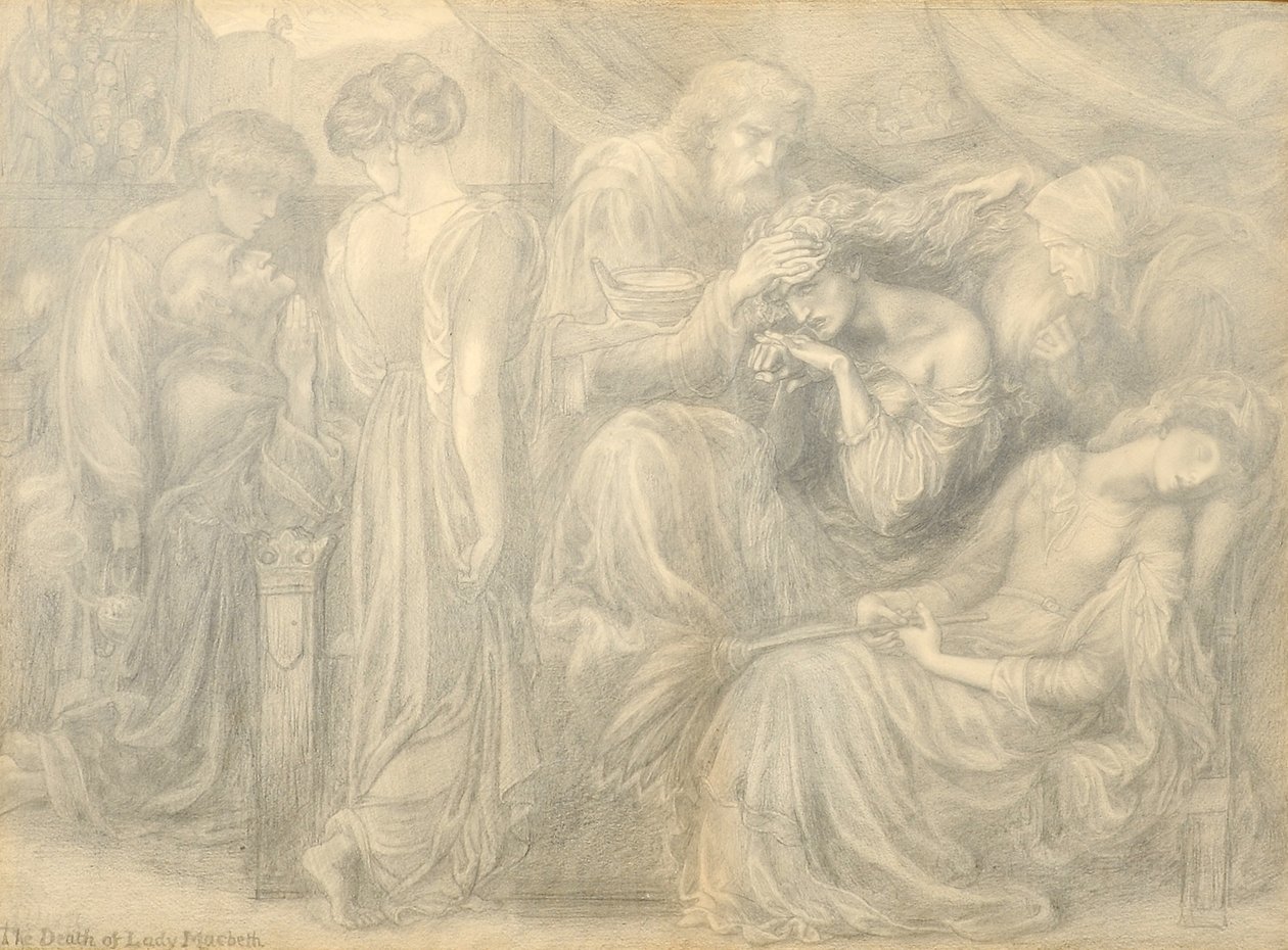 Lady Macbethin kuolema, noin 1875 tekijältä Dante Gabriel Charles Rossetti