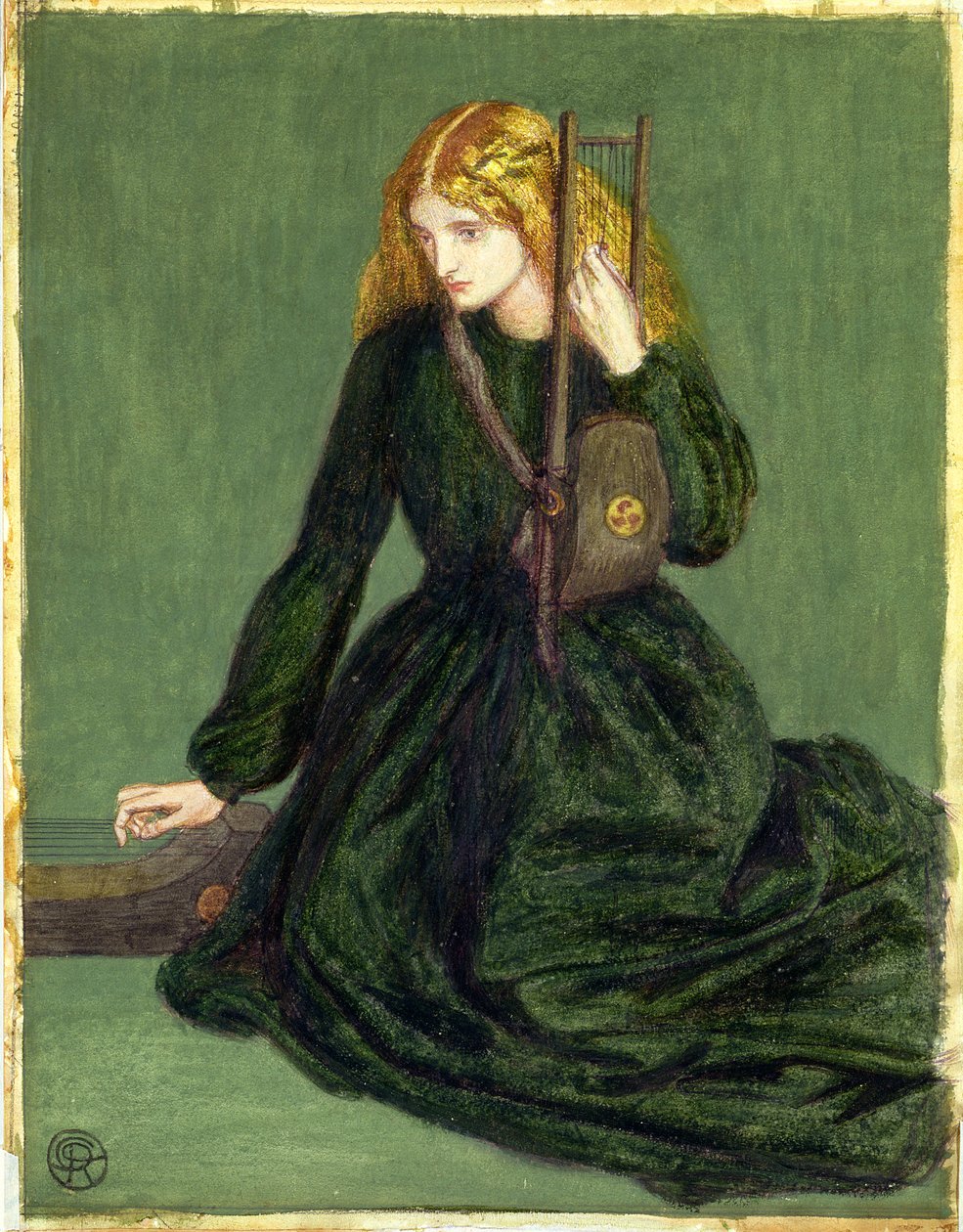 Harppusoitin, Annie Millerin tutkimus, 1872 tekijältä Dante Gabriel Charles Rossetti