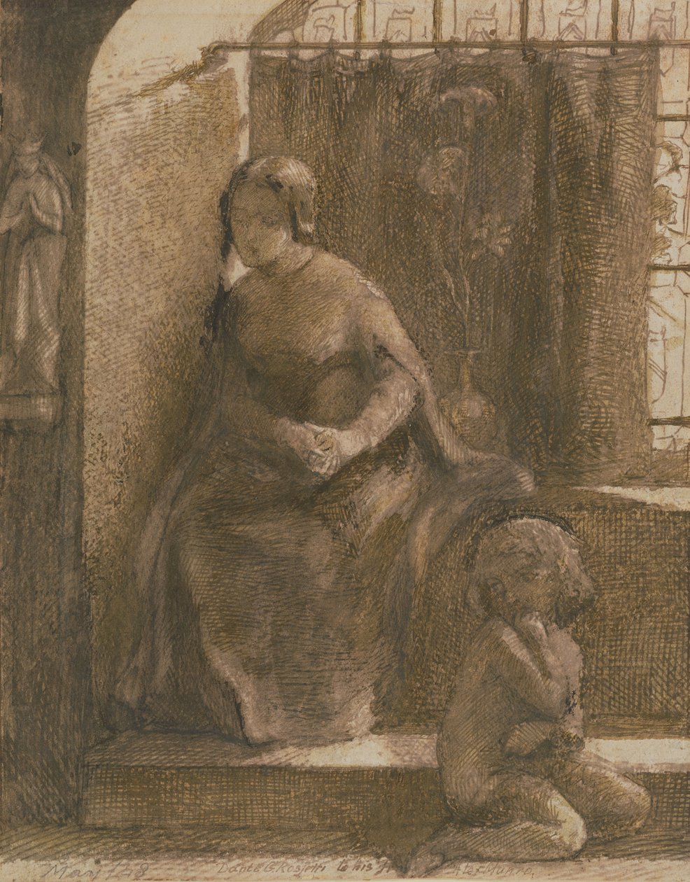 Aurinko voi paistaa A We Be Cold, 1848 (kynä ja ruskea muste paperille) tekijältä Dante Gabriel Charles Rossetti