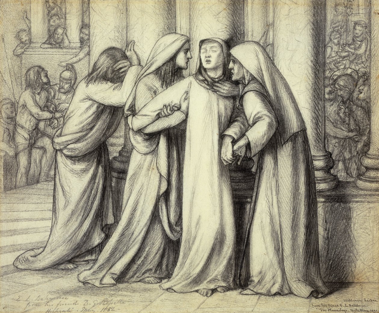 Neitsyt Mariaa lohdutetaan, 1891 tekijältä Dante Gabriel Charles Rossetti