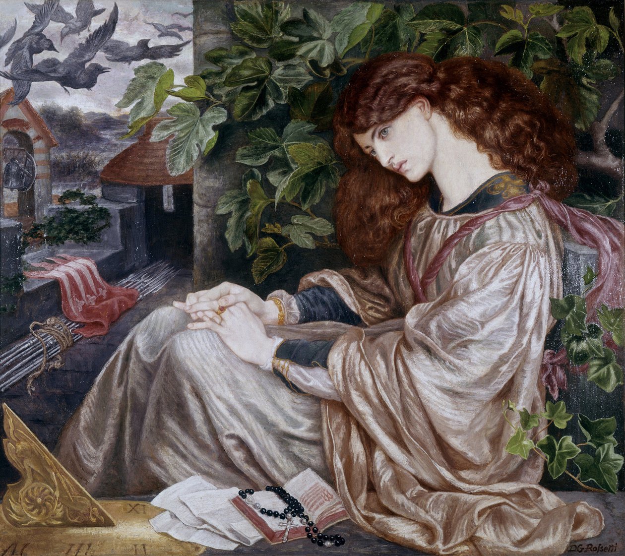 Tolomein pia. Kuva kohdasta Danten Kiirastulesta. Dante Gabriel Rossettin maalaus tekijältä Dante Gabriel Charles Rossetti