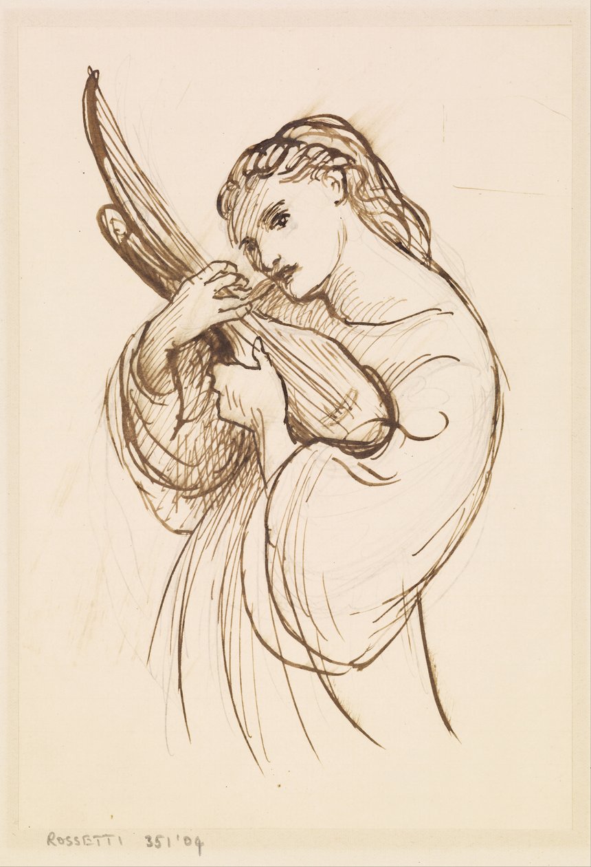 Tyttö soittimen kanssa tekijältä Dante Gabriel Rossetti