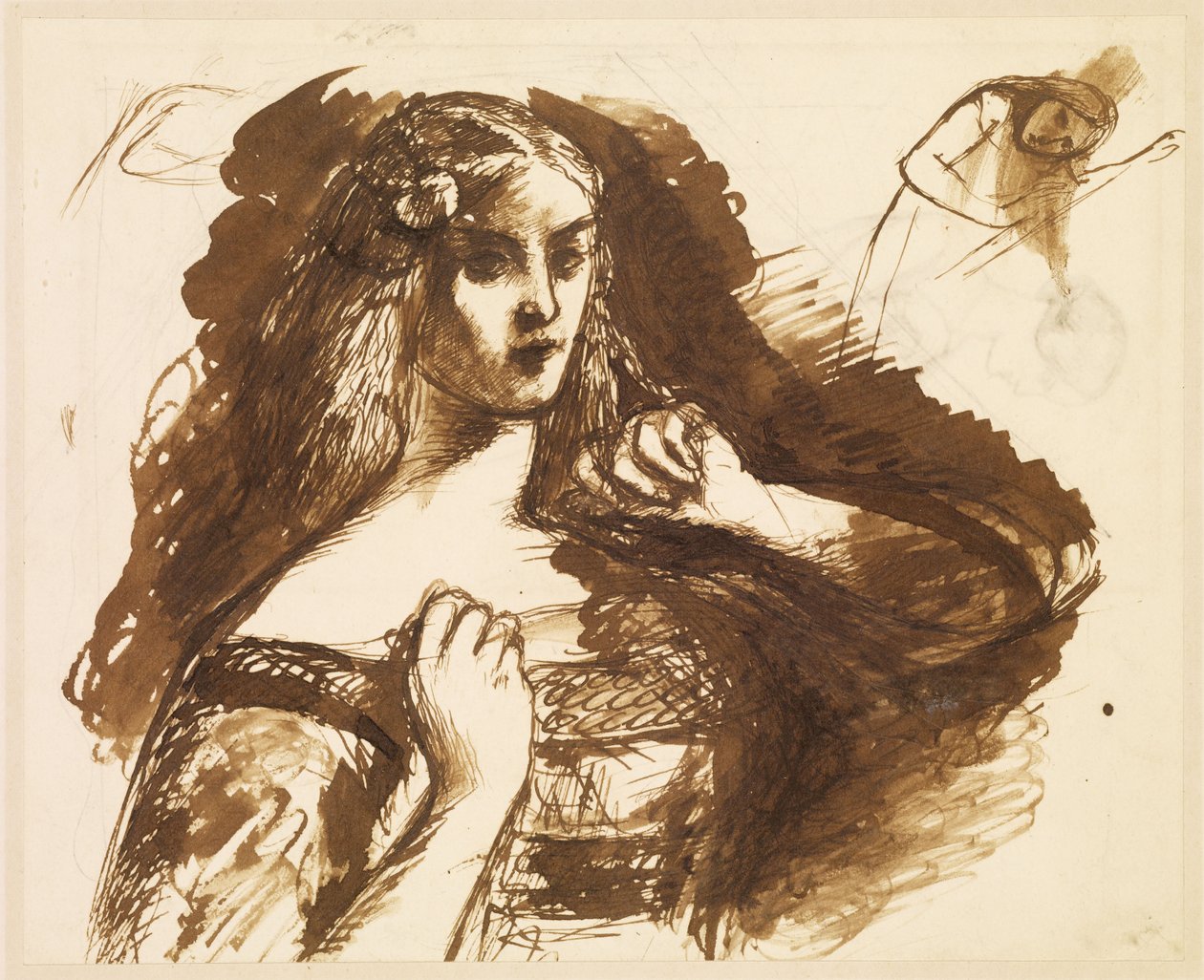 Puolipitkä luonnos nuoresta naisesta tekijältä Dante Gabriel Rossetti