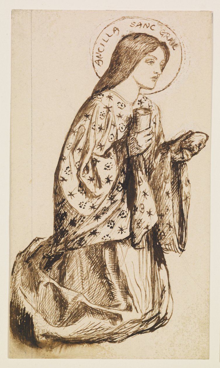 Launcelot Pyhän Graalin maljan pyhäkössä - Graalin maljan enkeli -opintojakso tekijältä Dante Gabriel Rossetti