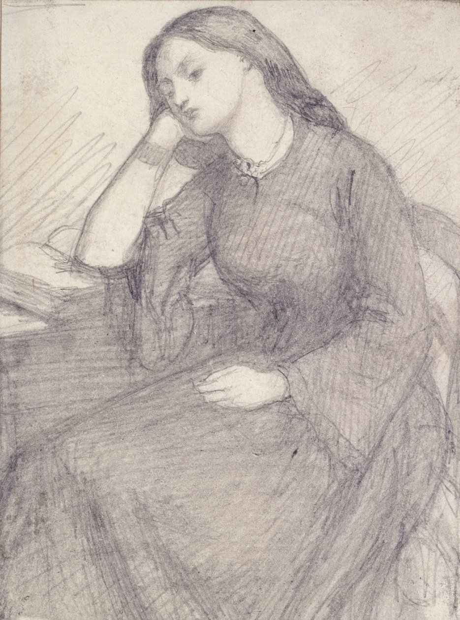 Elizabeth Siddalin muotokuva, istuva, 1840-luku tekijältä Dante Gabriel Rossetti