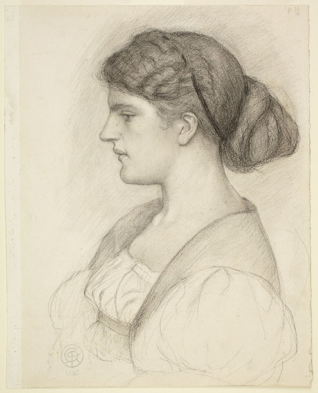 Fanny Cornforthin rintakuva sivuprofiilissa tekijältä Dante Gabriel Rossetti