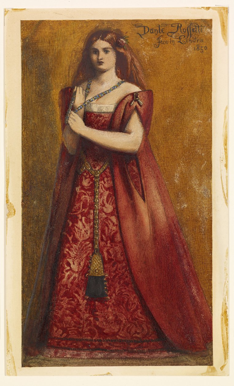 Dressed in Red [Punaisiin pukeutuneena] tekijältä Dante Gabriel Rossetti