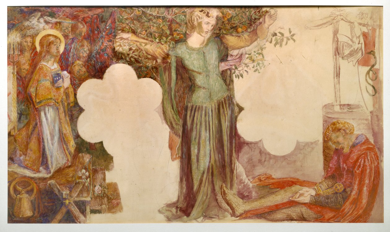 Sir Lancelotin visio Sanc Graelista: Oxfordin ylioppilaskunnan freskomaalauksen tutkimus, tekijältä Dante Gabriel Rossetti