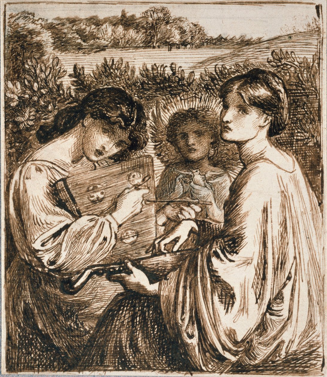 Tutkimus Bower Meadowille, 1800-luvun loppu tekijältä Dante Gabriel Rossetti