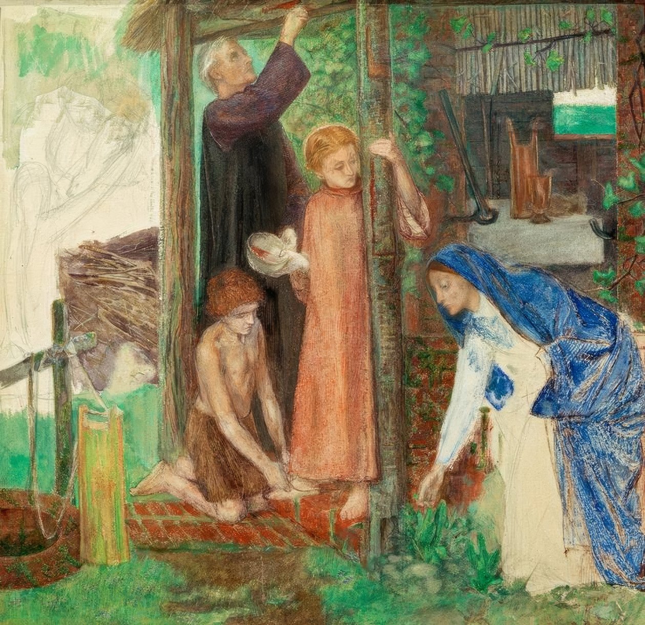 Pääsiäinen pyhässä perheessä tekijältä Dante Gabriel Charles Rossetti