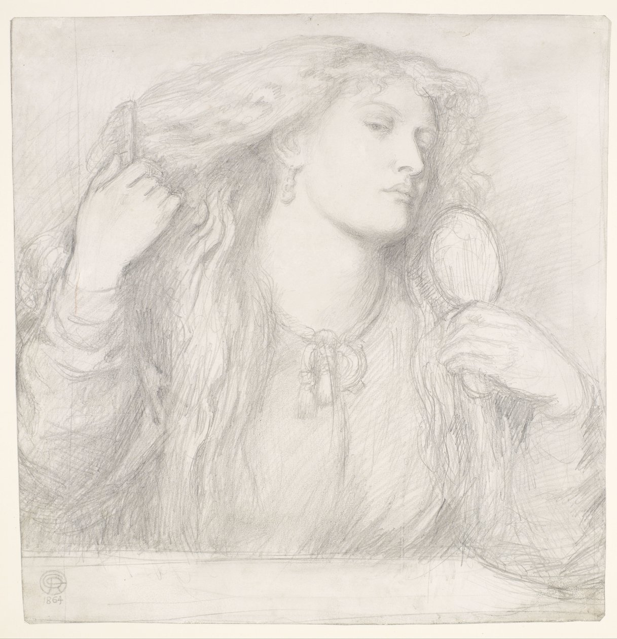 Nainen kampaa hiuksiaan, Fanny Cornforth tekijältä Dante Gabriel Rossetti