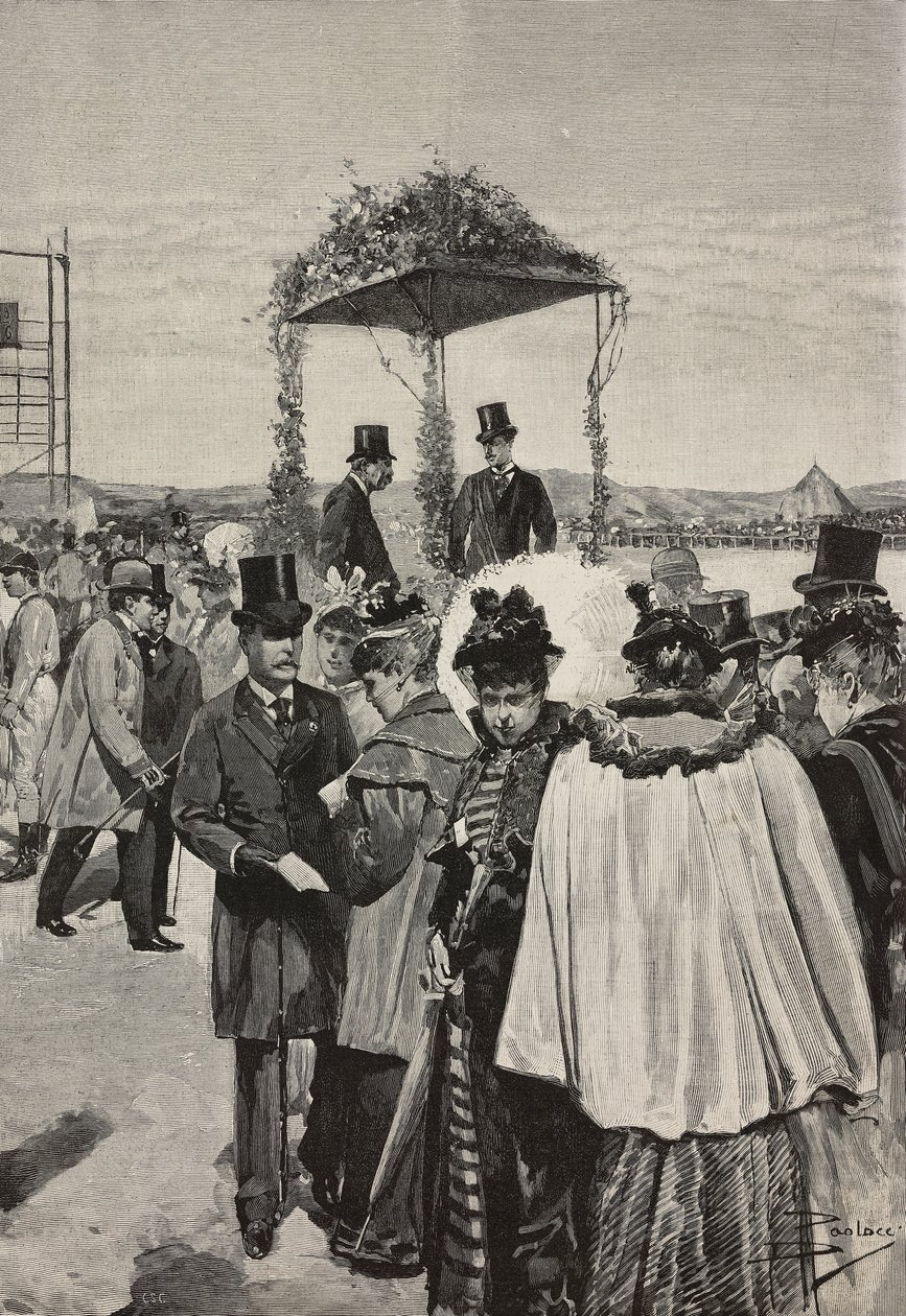 Savoy-Aostan Torinon kreivi Vittorio Emanuele Tor di Quinton kilpailuissa, Rooma, Italia, kaiverrus Dante Paoloccin piirtämänä, L