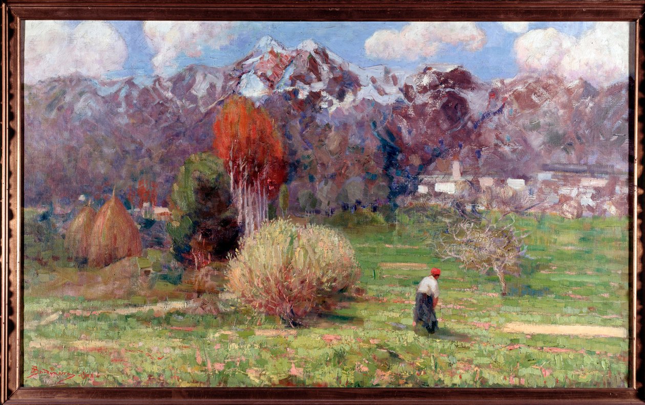 Vuorten maisema (maisema) Dario Bardineron (1868-1908) maalaus Genes Galleria d