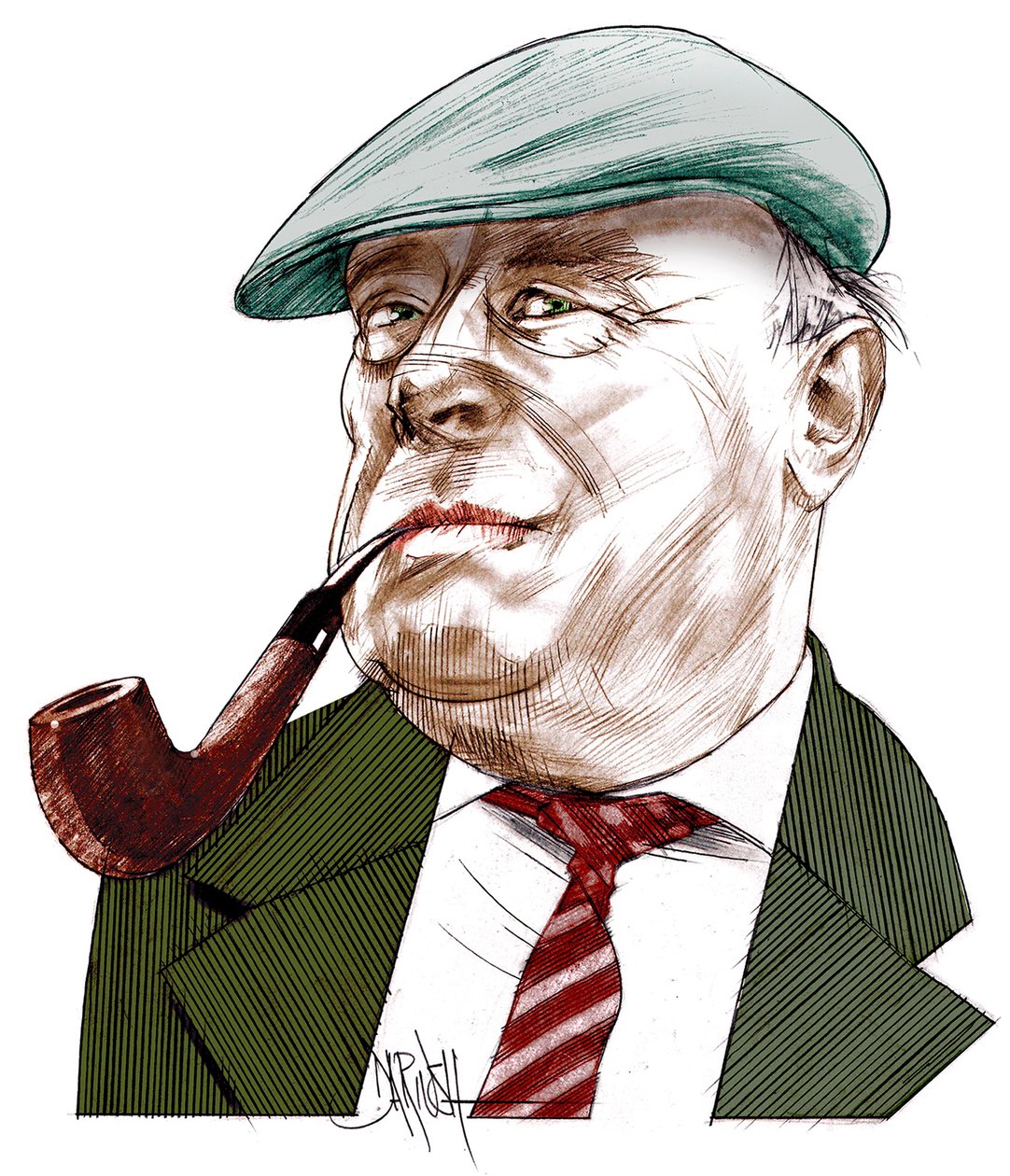 Ernst Von Salamon, 2021 (digitaalinen värikynäpiirustus) tekijältä Dariush Radpour