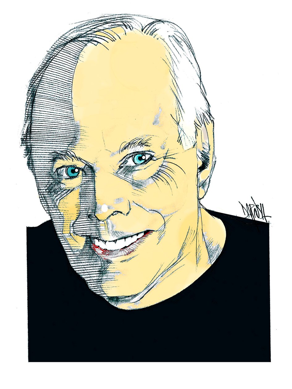 Giorgio Armani, 2023 (digitaalinen värikynäpiirustus) tekijältä Dariush Radpour