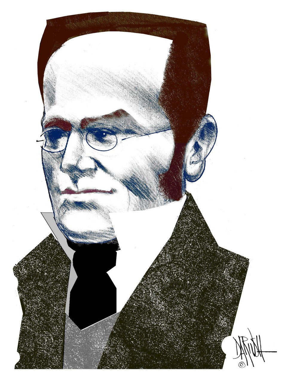 Max Stirner , 2016 (digitaalinen värikynäpiirros) tekijältä Dariush Radpour