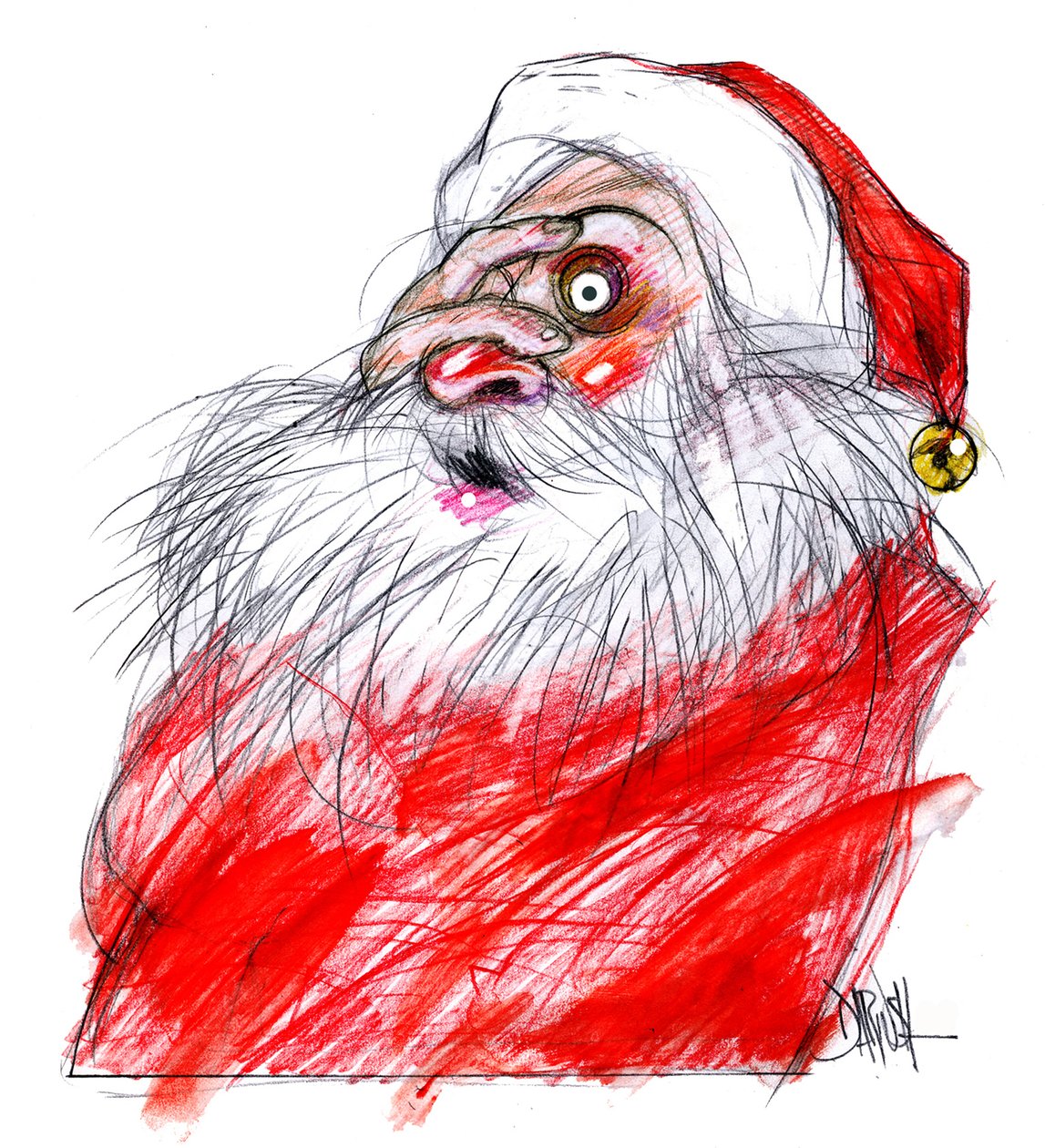 Joulupukki, 2008 (digitaalinen värikynäpiirros) tekijältä Dariush Radpour