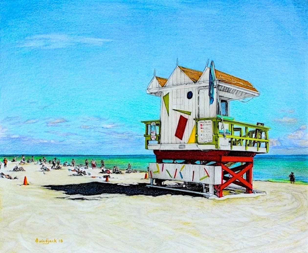 Sand Between My Toes, 2018 (lyijykynä paperille) tekijältä Darrell Windjack