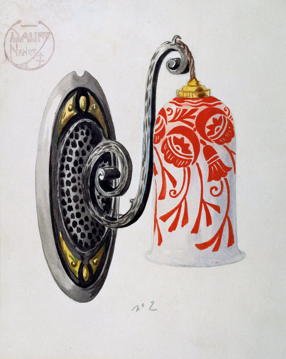 Malli numero 2:n jugend-seinävalaistuksesta Daum Brothersin tuotannosta Nancyssa, guassi, Ranska, 1900-luku tekijältä Daum Freres