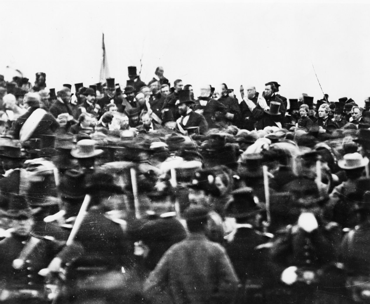 Abraham Lincoln Gettysburgin osoitteessa, 1863 bw valokuvan yksityiskohta numerosta 498479 tekijältä David Bachrach