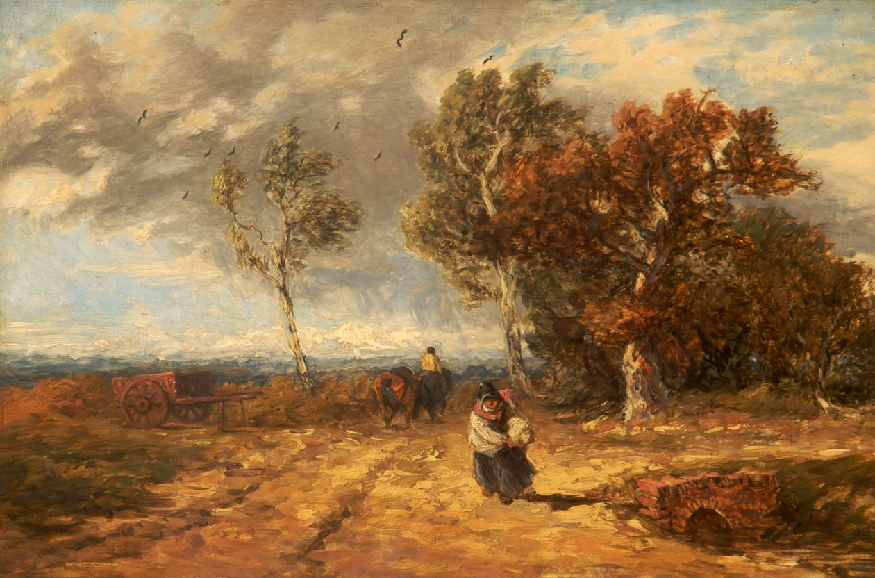 Tie yhteisen tien varrella: Tuulinen päivä, n.1840-59. tekijältä David Cox