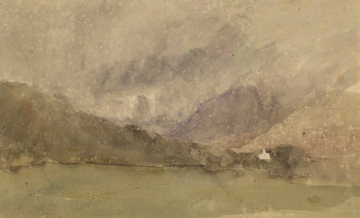 Capel Curig, Caernarvonshire, Wales (wc grafiitin päällä paperilla) tekijältä David Cox
