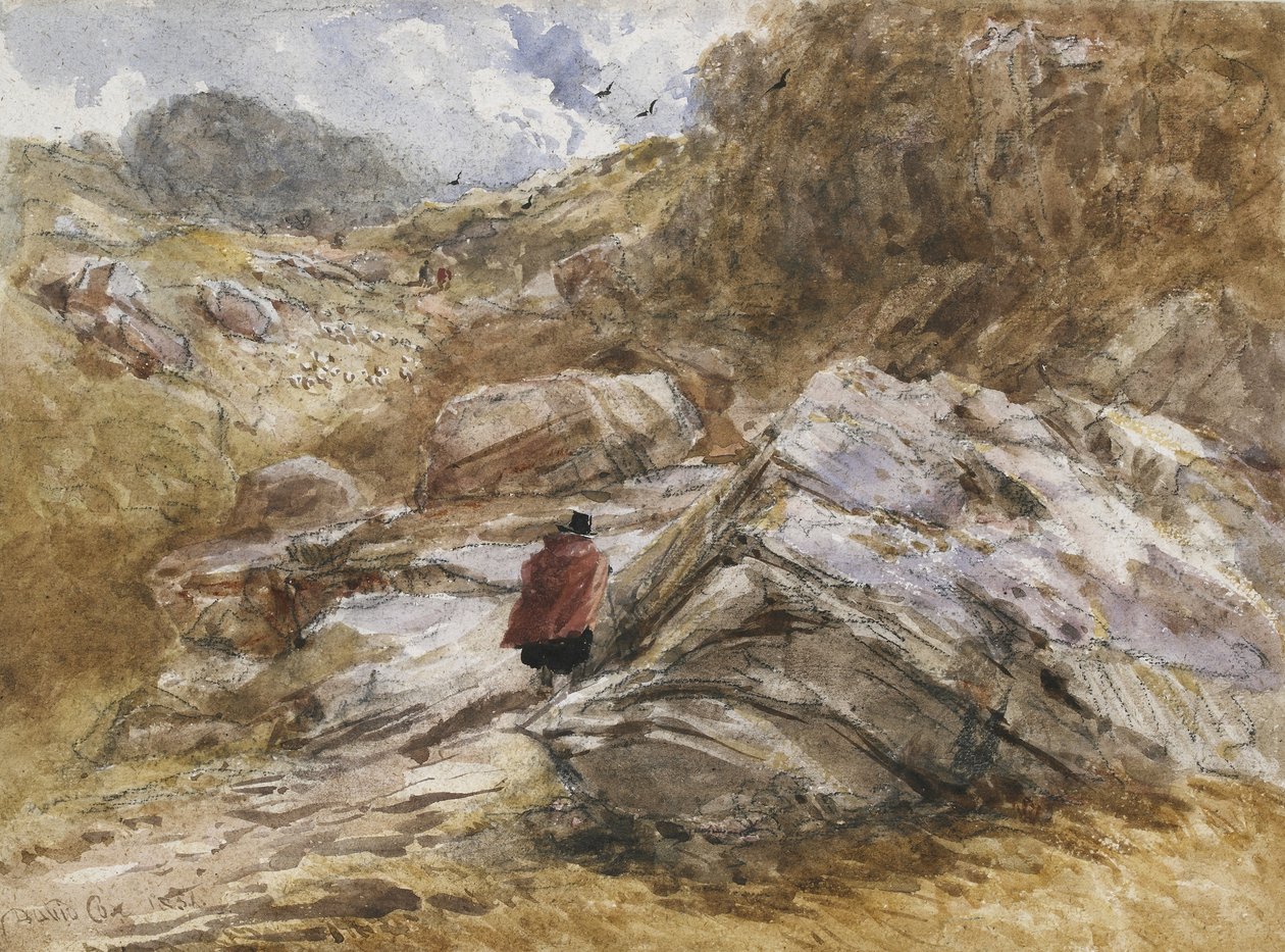 Vuoristosola Bettws-y-Coedissa, 1851 (akvarelli mustalla liidulla) tekijältä David Cox