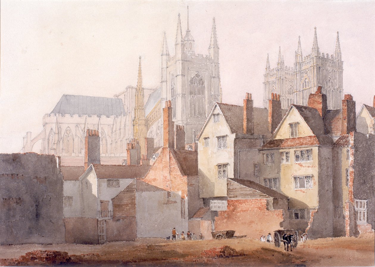 Old Westminster, 1811 (lyijykynä ja wc kudottupaperilla) tekijältä David Cox