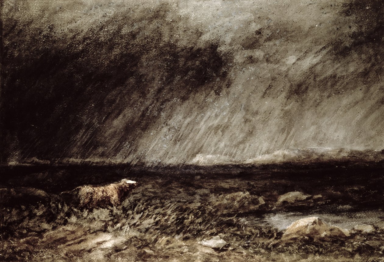 The Challenge on the Moors, lähellä Bettws-y-Coedia, Pohjois-Wales, 1853, tekijältä David Cox