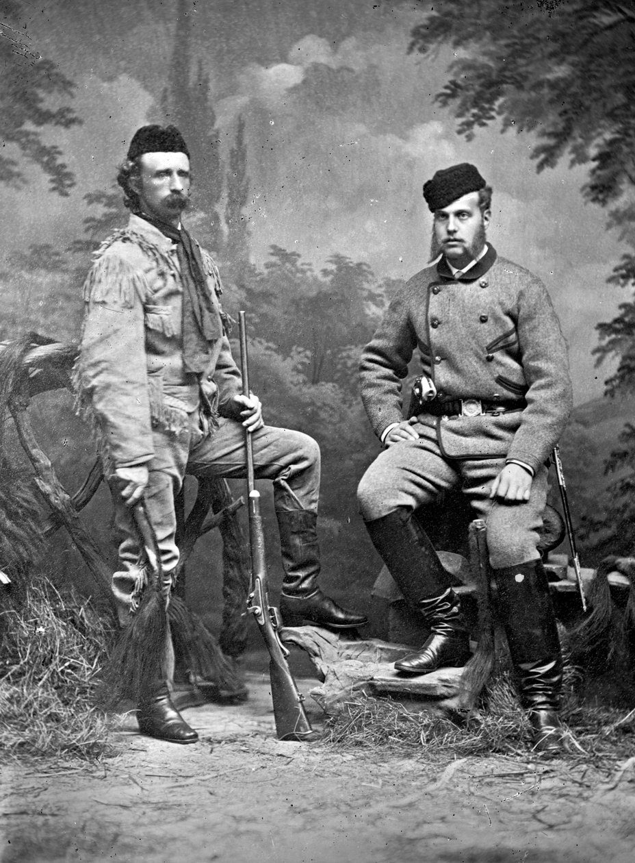 Kenraali George A. Custer ja suurherttua Alexis metsästysvaatteissa, 1872 tekijältä David Frances Barry