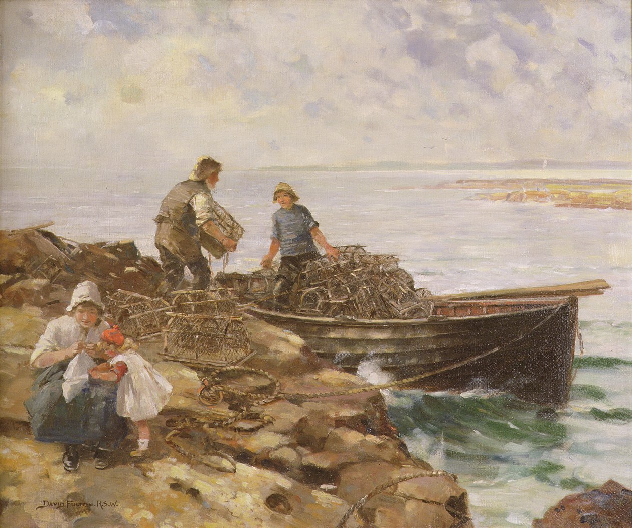 Lobster-ruukkujen lataaminen, n. 1900 tekijältä David Fulton
