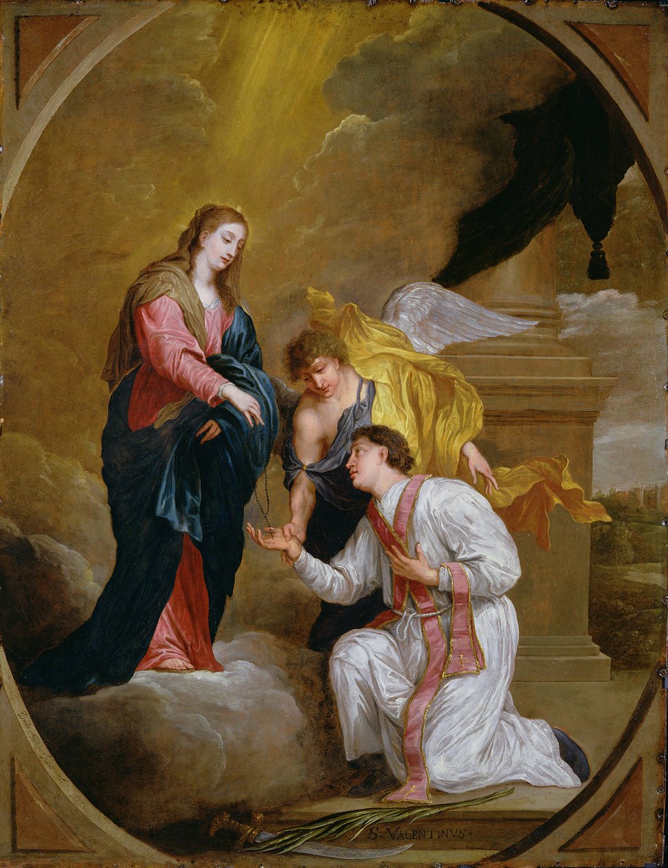 Pyhä Valentin polvistuu rukoilemaan (öljy kuparille) tekijältä David III Teniers