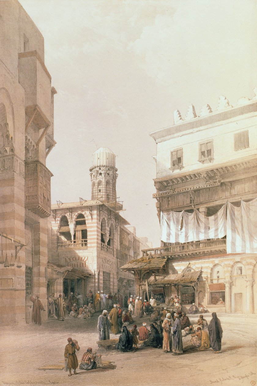 Coppersmiths Bazaar, Kairo, Egyptistä ja Nubiasta, Vol.3 tekijältä David Roberts
