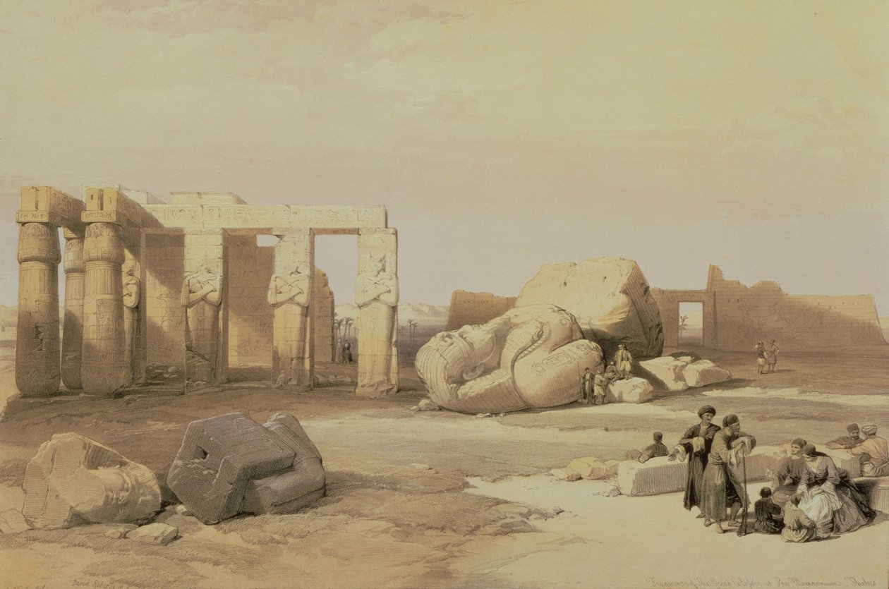 Fragmentteja suuresta kolossista, Memnoniumissa, Thebes, 1937 eaa. tekijältä David Roberts
