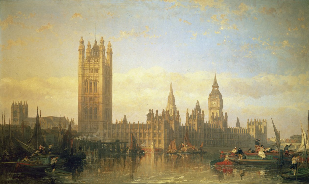 Uusi Westminsterin palatsi Thames-joelta tekijältä David Roberts