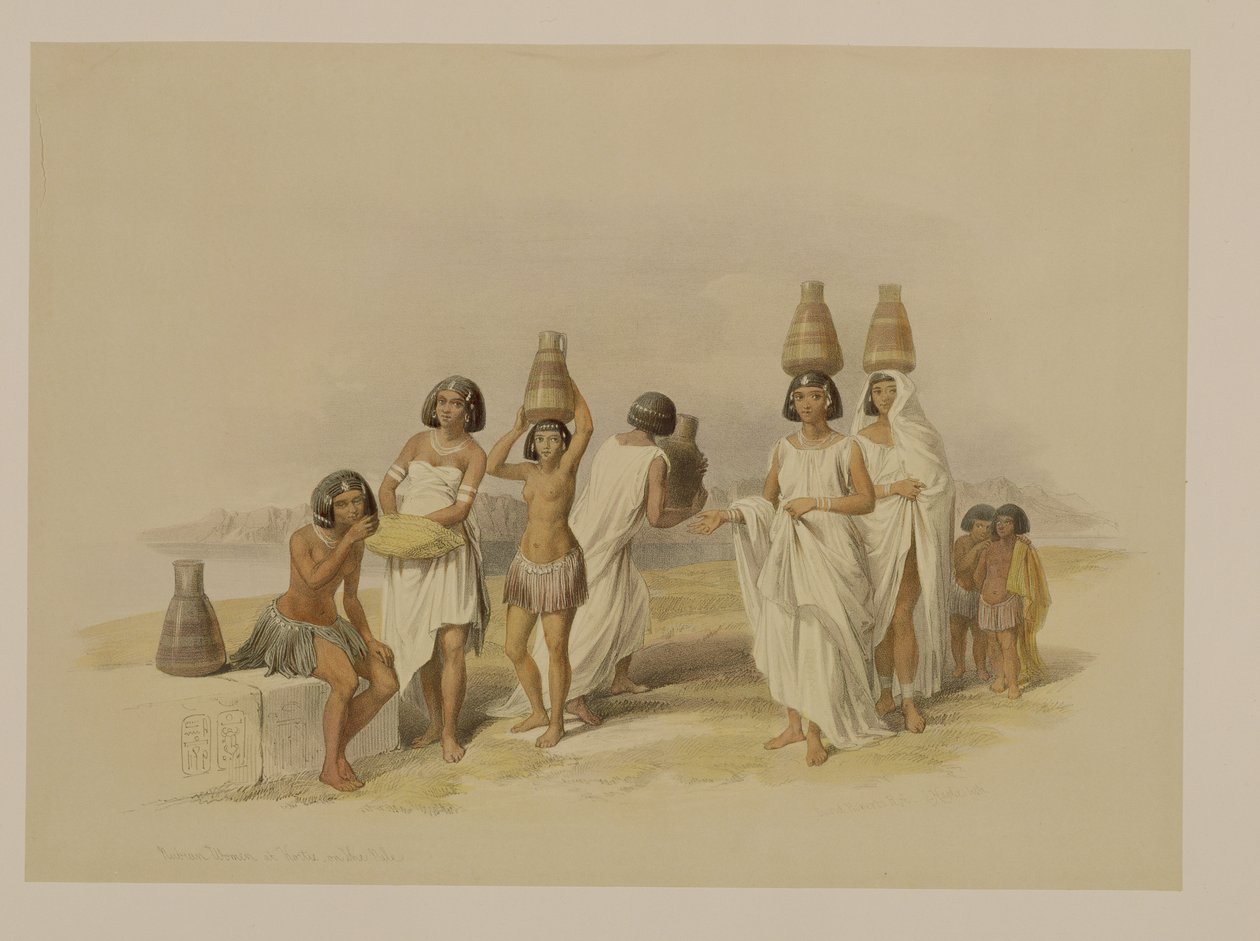 Nubian Women Kortiessa Niilillä, Egyptistä ja Nubiasta, Vol.1 tekijältä David Roberts