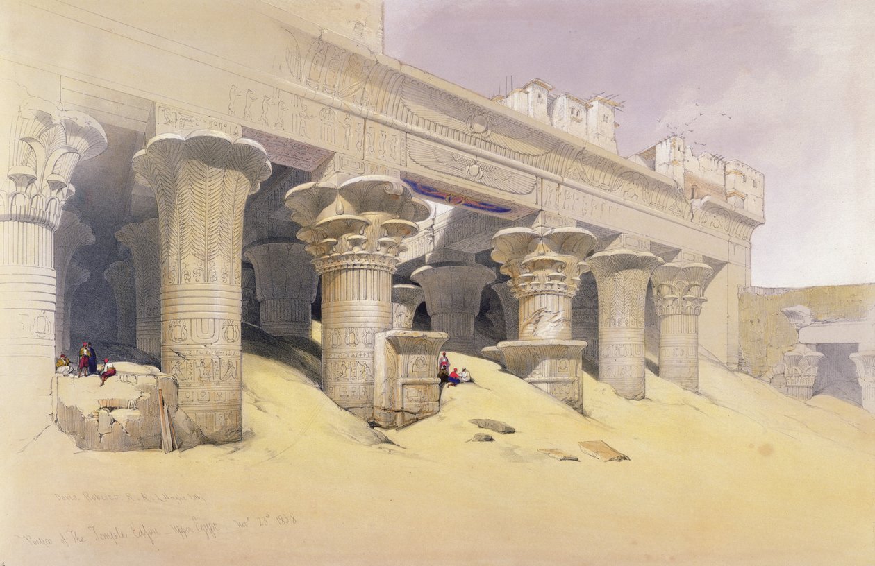 Portico of the Temple of Edfu, Ylä-Egypti, Egyptistä ja Nubiasta, Vol.1 tekijältä David Roberts