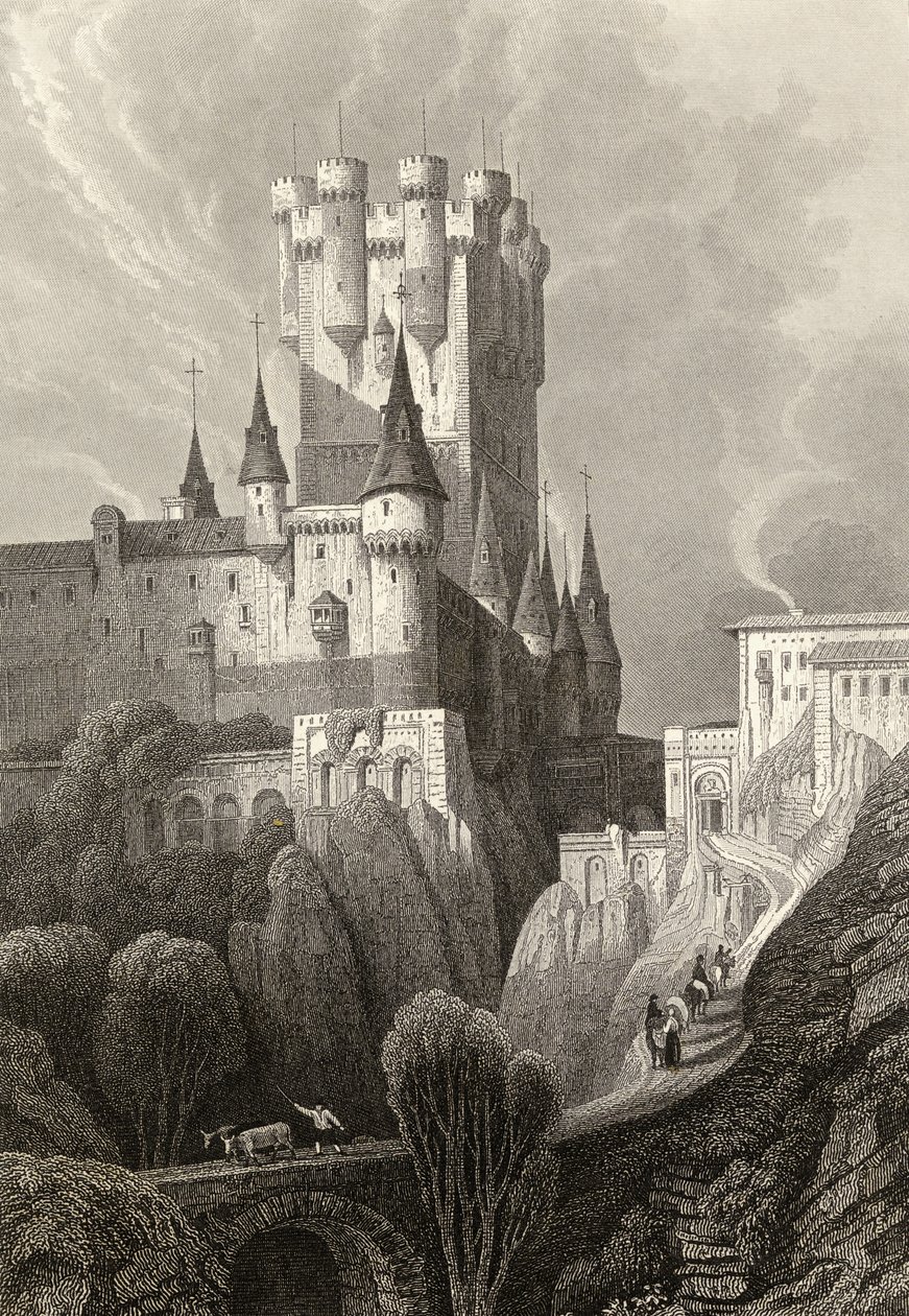 Alcazar ennen vuoden 1862 tulipaloa, Segovia tekijältä David Roberts