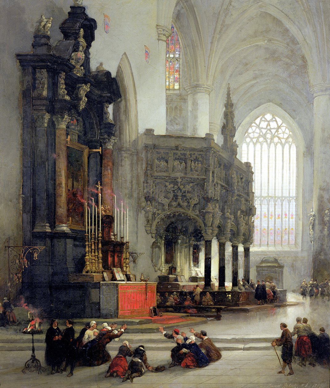 Pyhän Gomarin pyhäkkö Lierressä, Belgiassa, 1849 tekijältä David Roberts