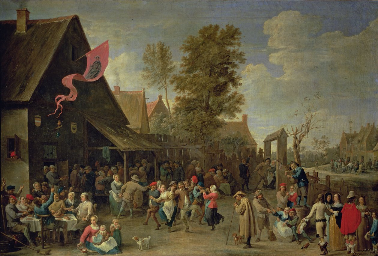 Kyläkirkon vihkiminen, n. 1650 tekijältä David Teniers the Younger