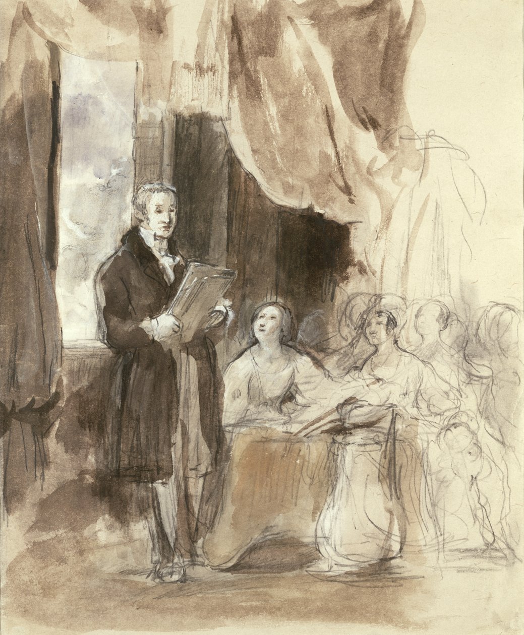 Sir Robert Peel lukee kuningatar Victorialle tekijältä David Wilkie