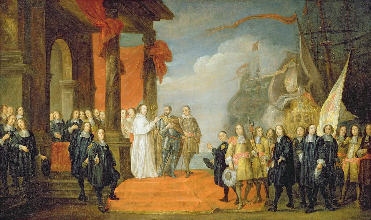 Kaarle V (1500-58) lähtee Dortin kaupungista tekijältä David Teniers the Elder