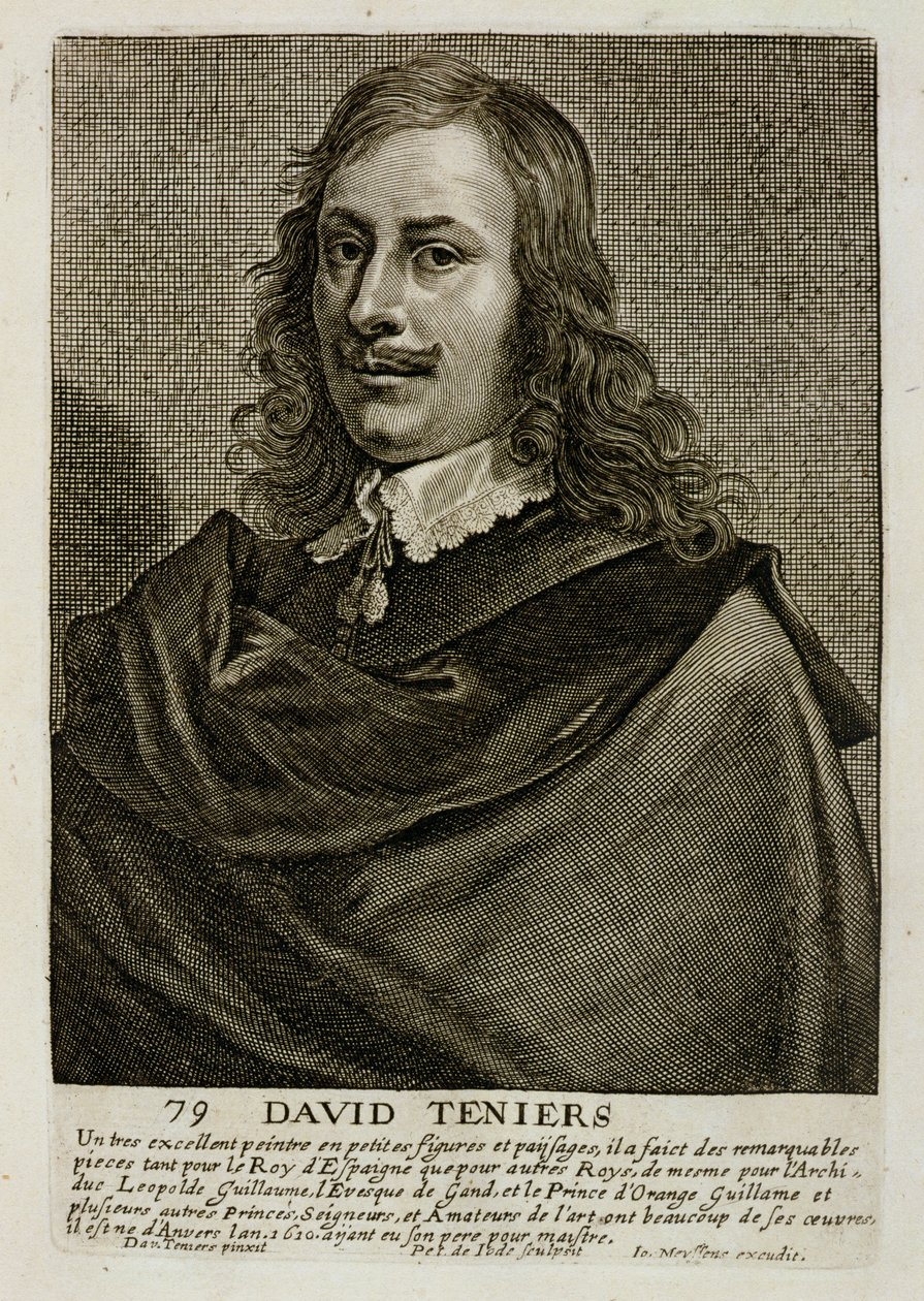 Omakuva, levy 79 Pieter de Jode II:n (1606-p.1674) kaiverruttamasta taiteilijamuotokuvien sarjasta. tekijältä David Teniers the Younger