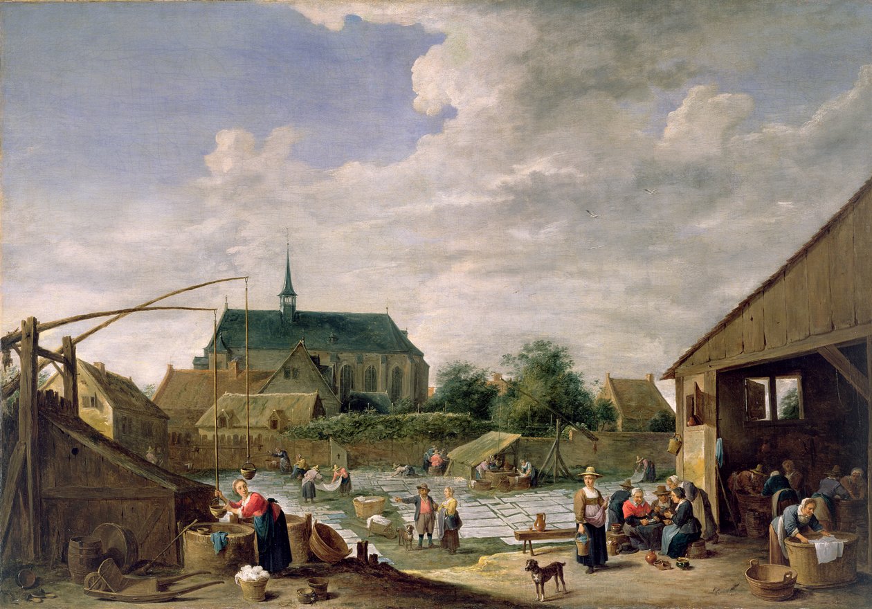 The Bleaching Ground, noin 1645 tekijältä David Teniers the Younger