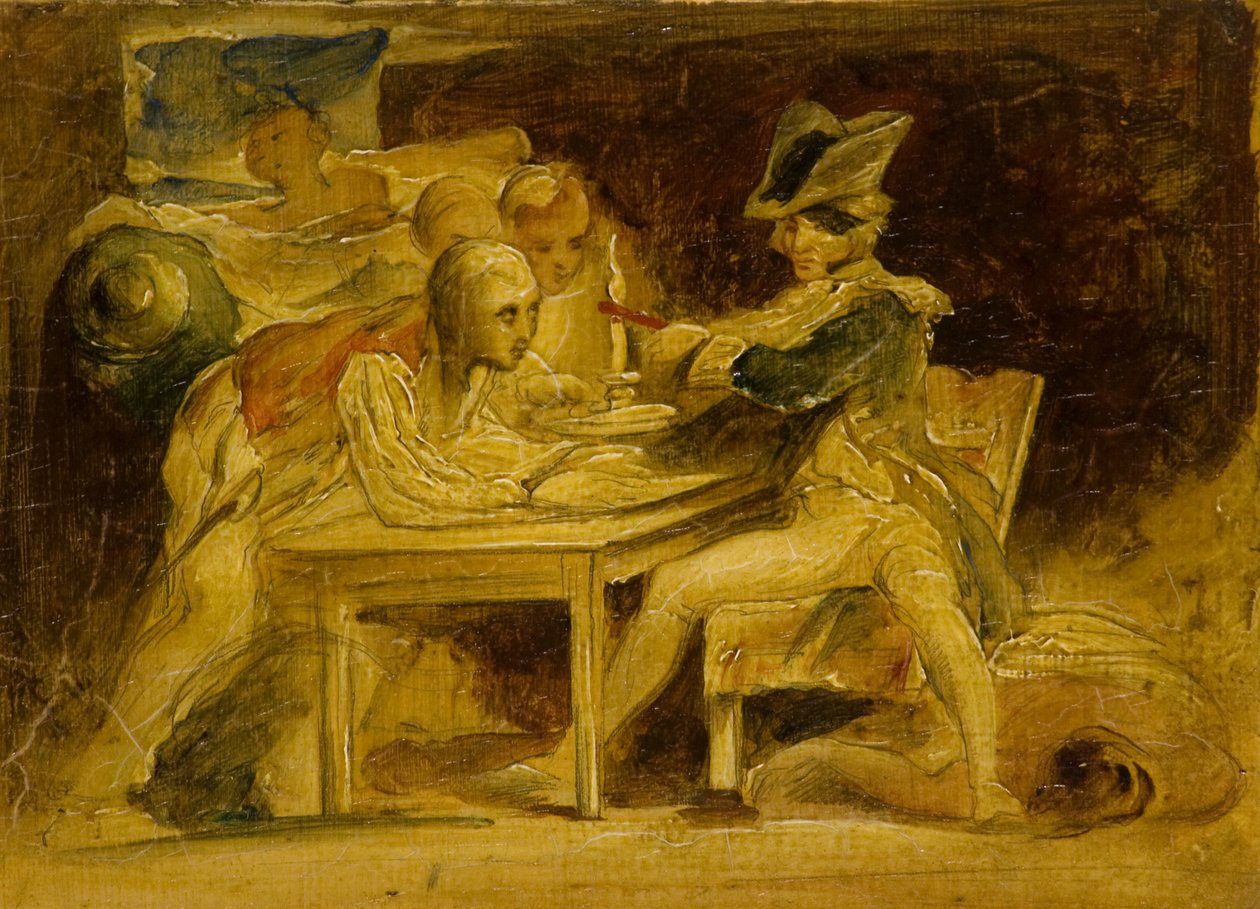 Nelsonin tiivistelähetykset Kööpenhaminasta, n. 1835 (öljy paneelissa) tekijältä David (attr.) Wilkie
