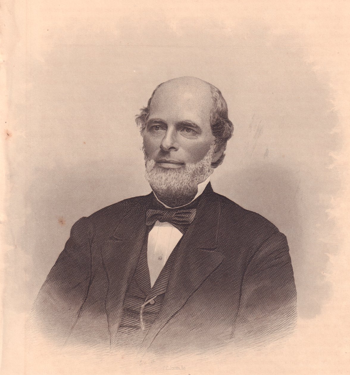 Muotokuva yhdysvaltalaisesta poliitikosta George T Cobbista (1813-1870), FE Jonesin kaiverrus naisten varastosta, Yhdysvalloista, noin 1870 tekijältä John Ward Dunsmore