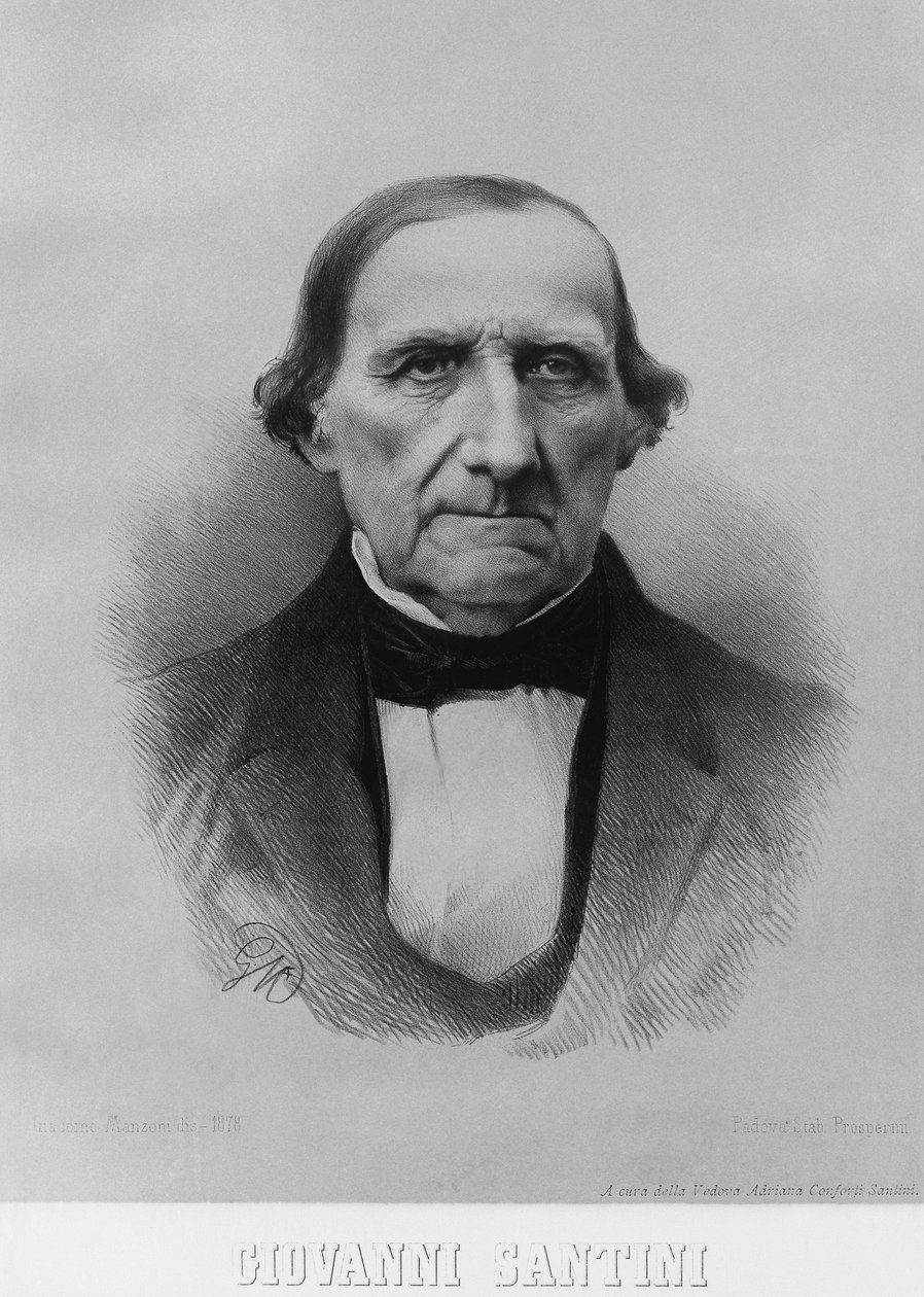 Muotokuva Giovanni Santinista (1787-1877), italialainen tähtitieteilijä, matemaatikko ja tiedemies tekijältä John Ward Dunsmore
