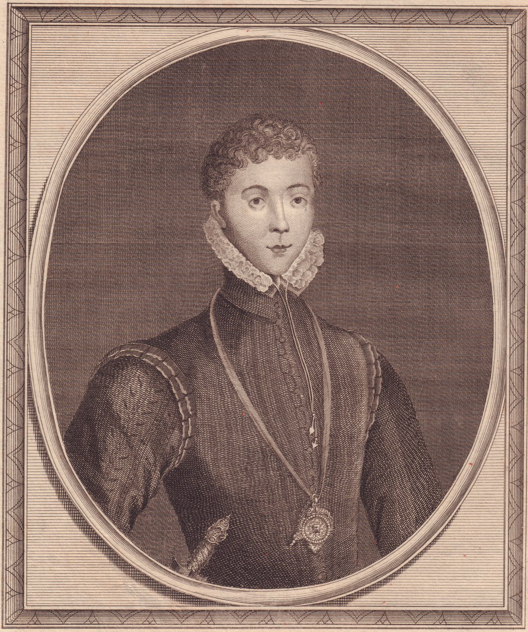Henry Stuartin muotokuva, Lord Darnley (1545-1567), Skotlannin kuningas puoliso, John Goldarin (1729-1795) kuparikaiverrus Lucas de Heeren maalauksesta tekijältä John Ward Dunsmore